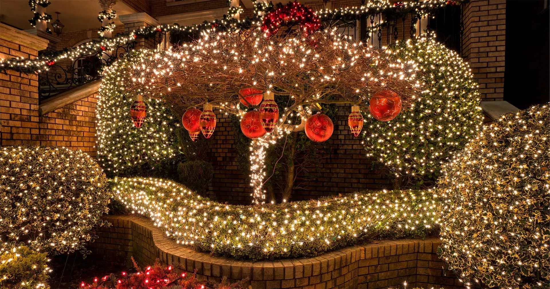 Elaborate holiday lighting installation at a home in Keller, TX.