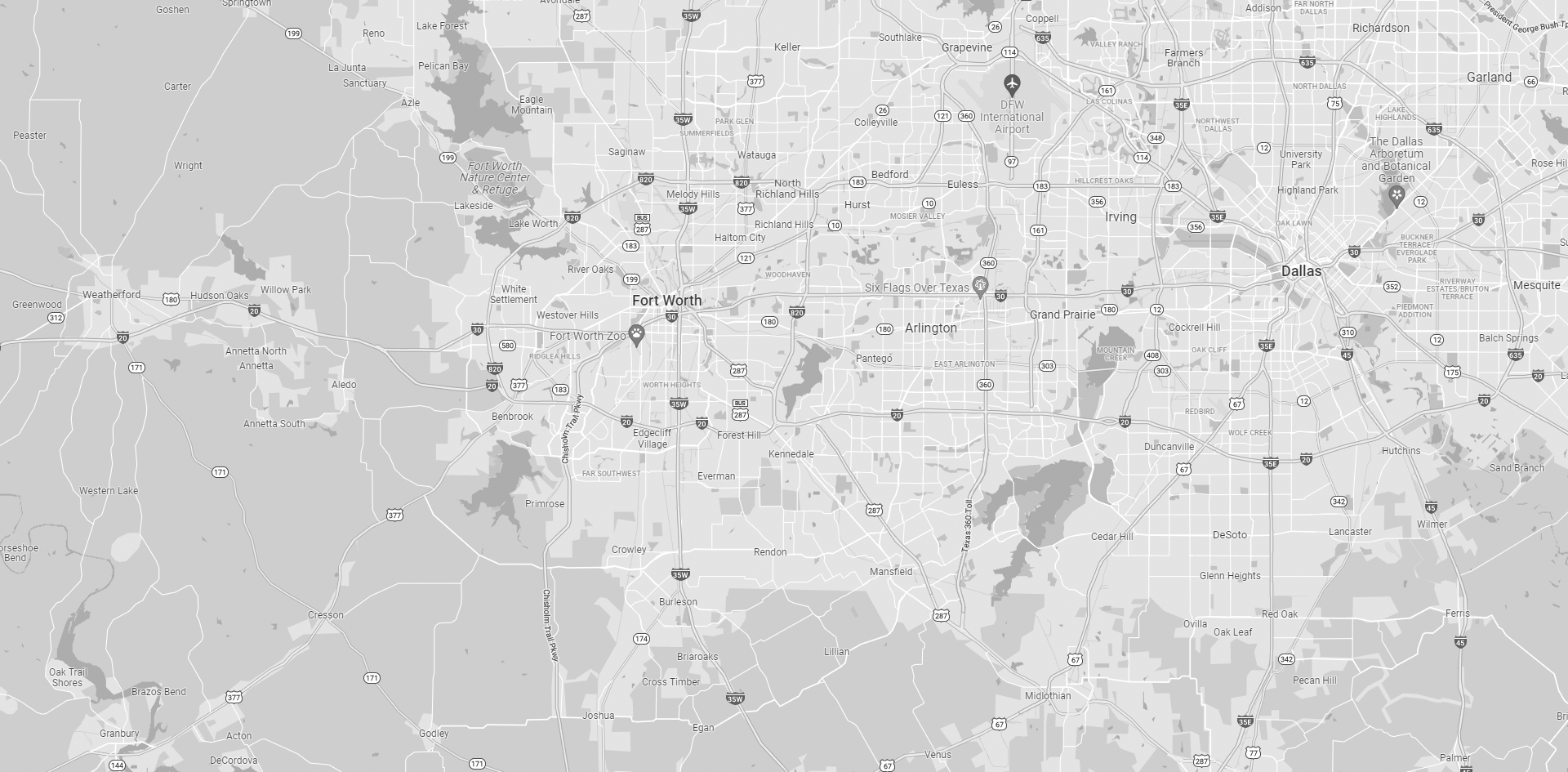 Fort Worth, TX area map background