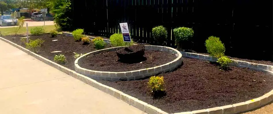 Mulch installation at a residential property in Keller, Texas.